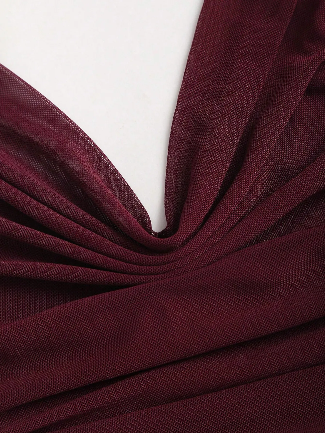 Solid Color Sexy Sleeveless Mesh Dress with Halter Neck in Polyester for Banquet