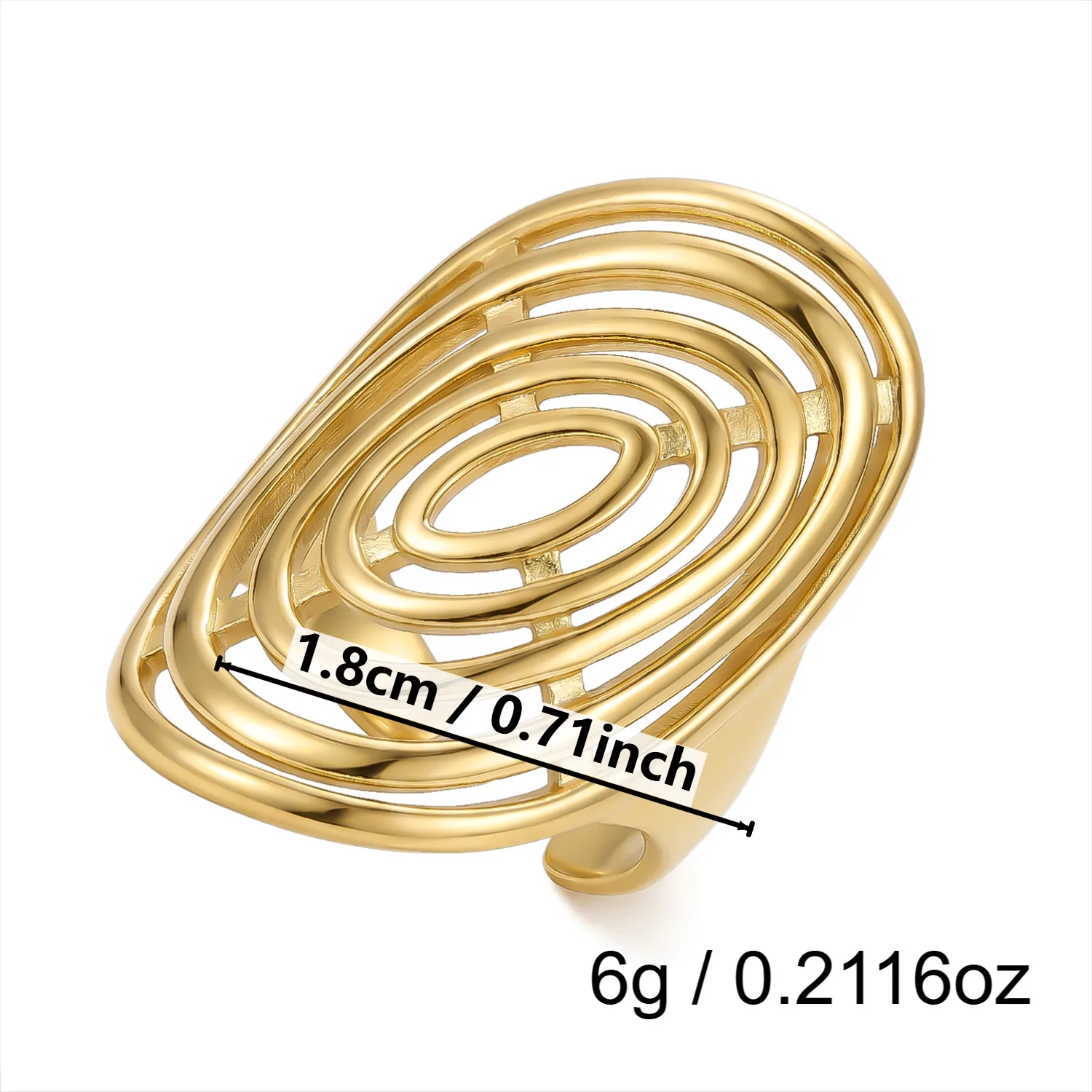 Asymmetrical Sunflower Open Ring in 304 Stainless Steel with 18K Real Gold Plated PVD Coating and Turquoise Inlay