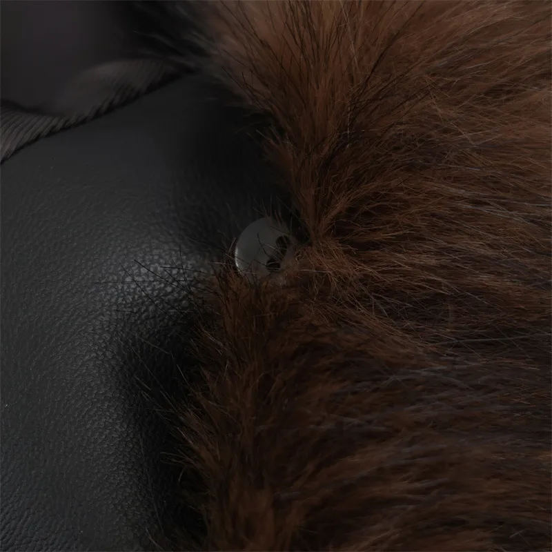 Elegant Women's Leather Jacket Coat with Tie Placket and Pocket, Featuring PU Fabric and Lapel Collar