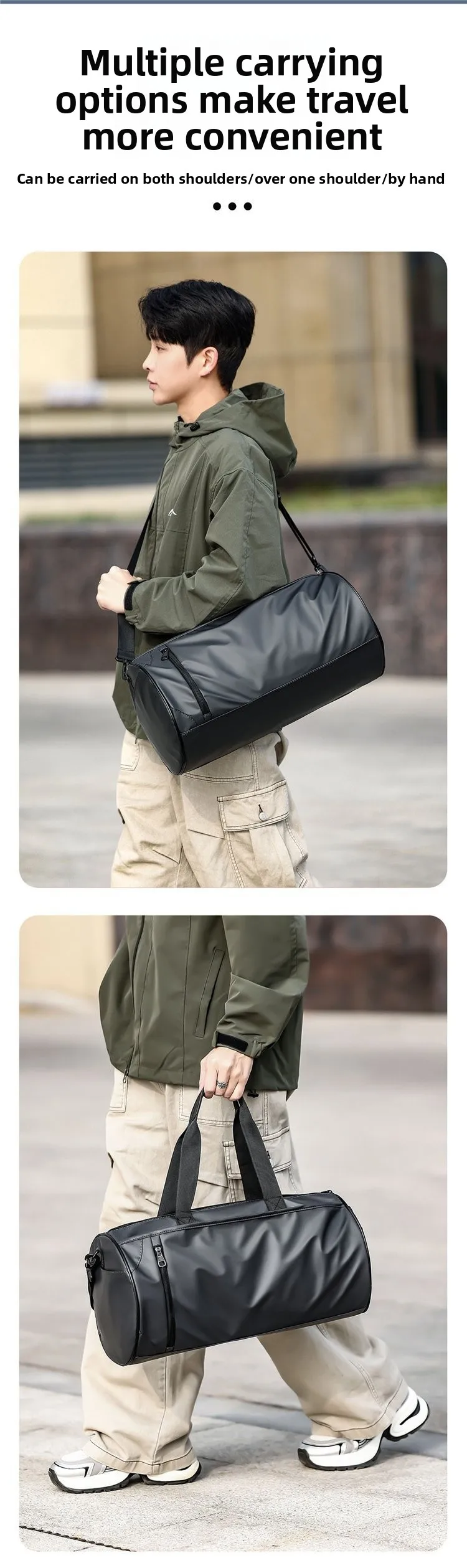 Men's Color Block Travel Bag in Water Resistant Oxford Cloth