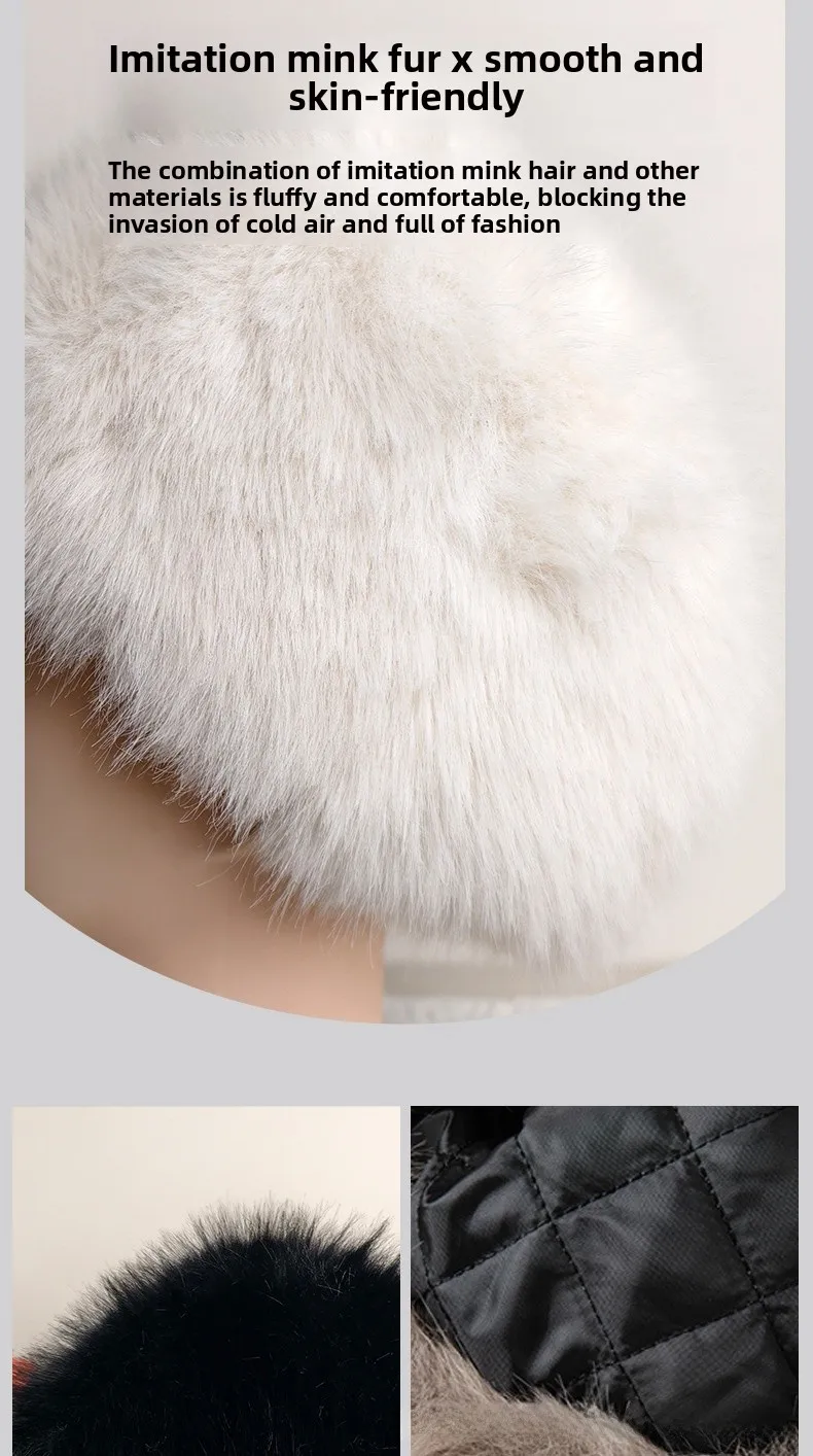 Solid Color Princess Style Unisex Bucket Hat with Ear Wrap Brim, Made of Plush Imitation Fox Fur