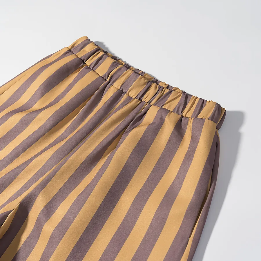 Stripe Casual Pant Co-ord Set in Polyester Featuring Knee Length Pants, Streetwear Style for Summer, 2 Pieces Set