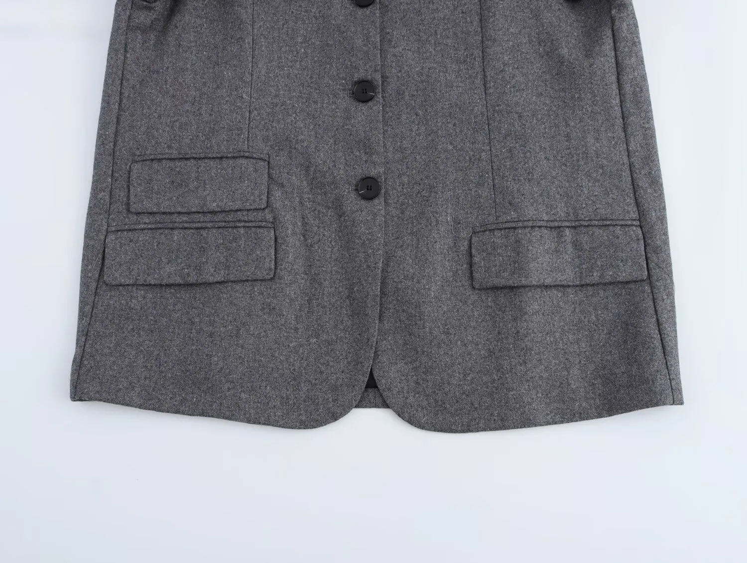 Solid Color Long Sleeve Polyester Streetwear Blazer with Single Breasted Closure and Regular Sleeves