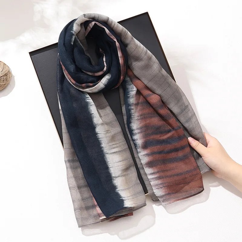 Women’s Cotton Tie Dye Scarf in Grey and Pink, Perfect for Spring and Summer