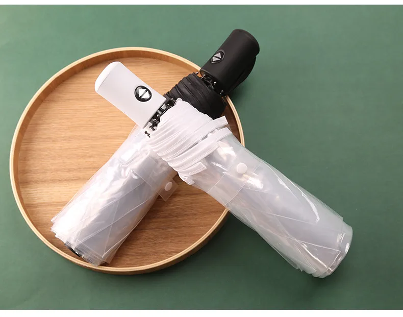Umbrella transparent umbrella folding umbrella full-automatic transparent three-fold umbrella can print advertising logo advertising umbrella manufacturers supply