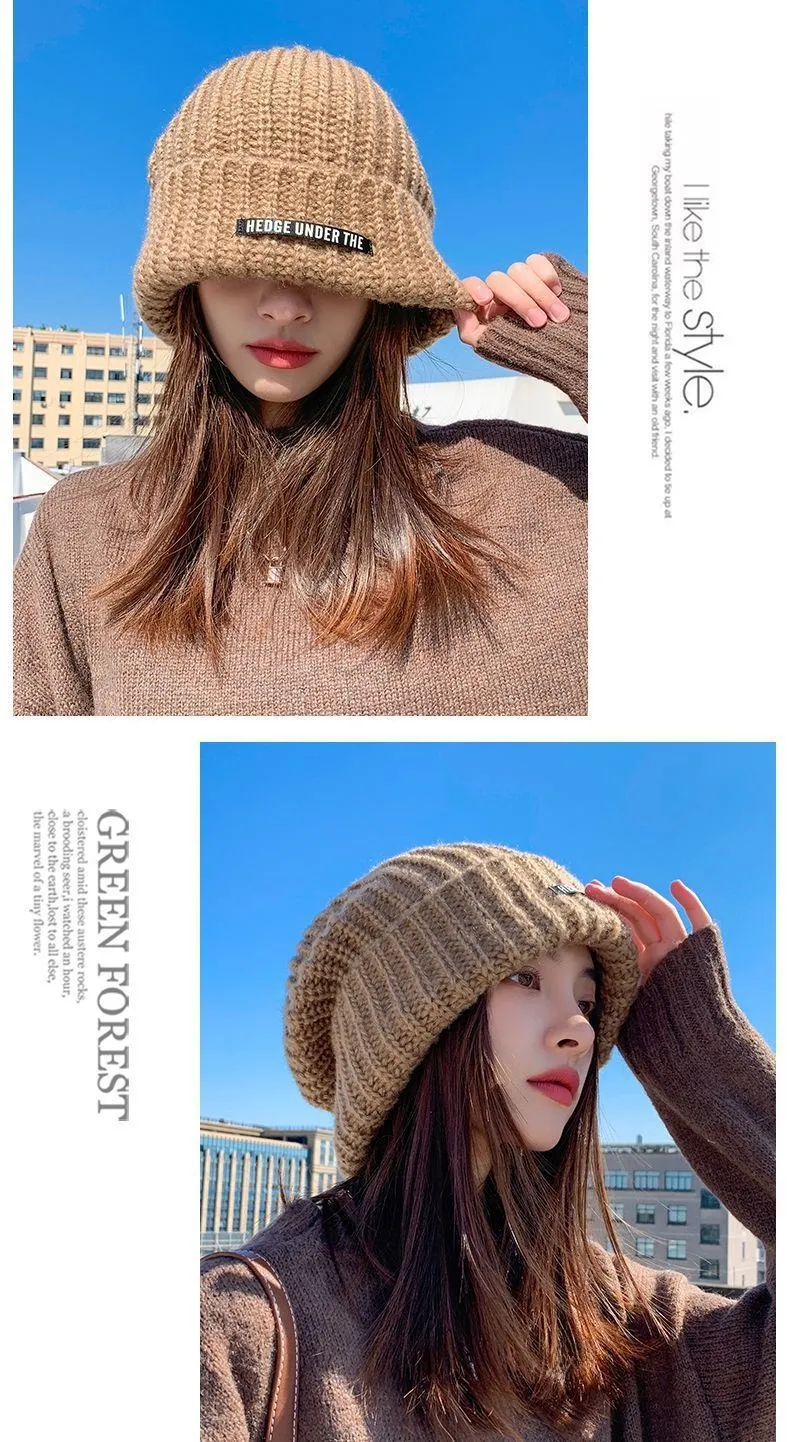 Women's Winter Knit Wool Beanie Hat Brimless for Cold Weather