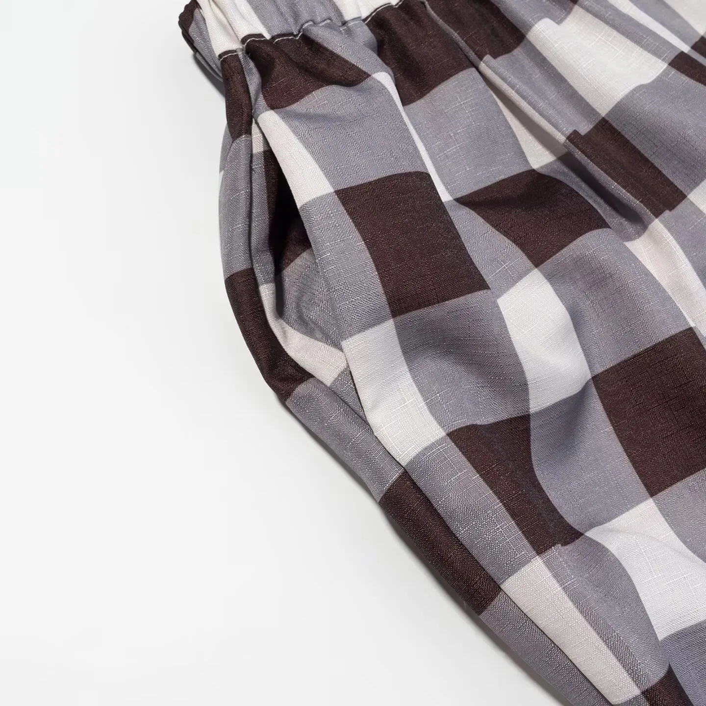 Plaid Wide Leg Full Length Casual Pants in Polyester with Contrast Collar for Streetwear