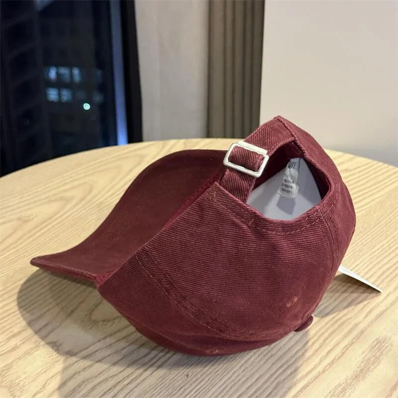 Women's Breathable Cotton Baseball Cap with Short Brim, Embroidered Design for Comfortable Commute