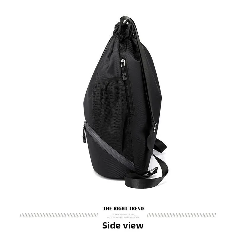 Men's Sport Drawstring Backpack in Oxford Cloth Featuring Basketball Design for Active Use