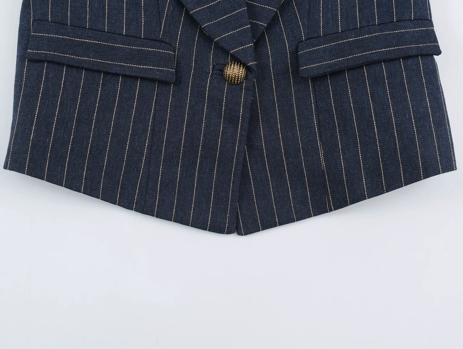 Casual Stripe Single Breasted Blazer with Lapel Collar in Polyester Featuring Asymmetrical Design