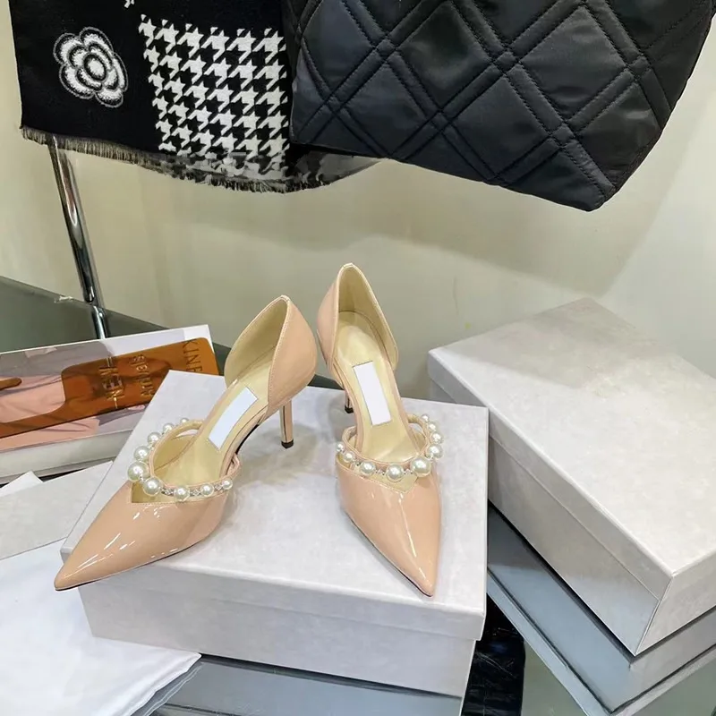 Women's High Heel Sandals with Rubber Sole and Stiletto Heel Featuring Patent Leather Upper for Spring and Summer