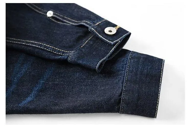 Men's Single Breasted Denim Jacket with Pocket Detail, Made from Durable Polyester Fabric