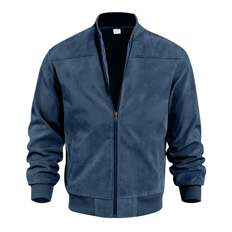 Men's Punk Solid Color Cotton Jacket Featuring Zipper Placket Outerwear