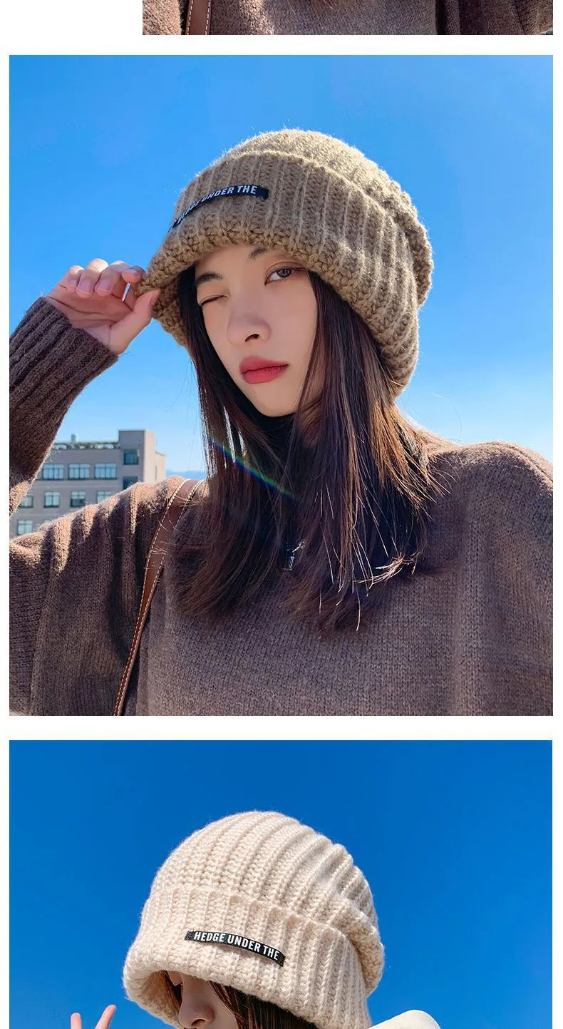 Women's Winter Knit Wool Beanie Hat Brimless for Cold Weather