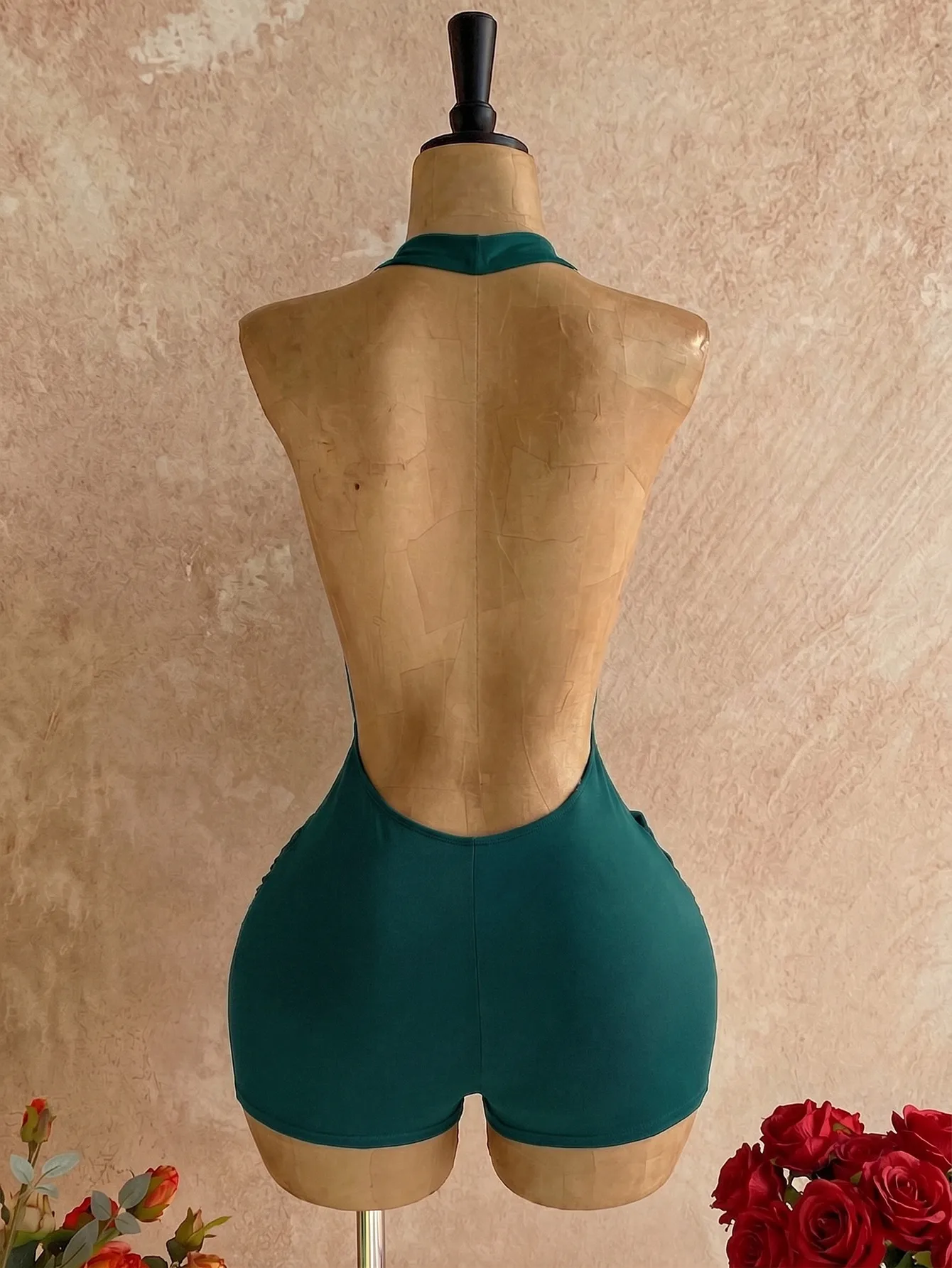 Sexy Party Rompers Shorts for Women in Polyester Fabric Featuring a Stylish V-Opening and Stretchy Fit