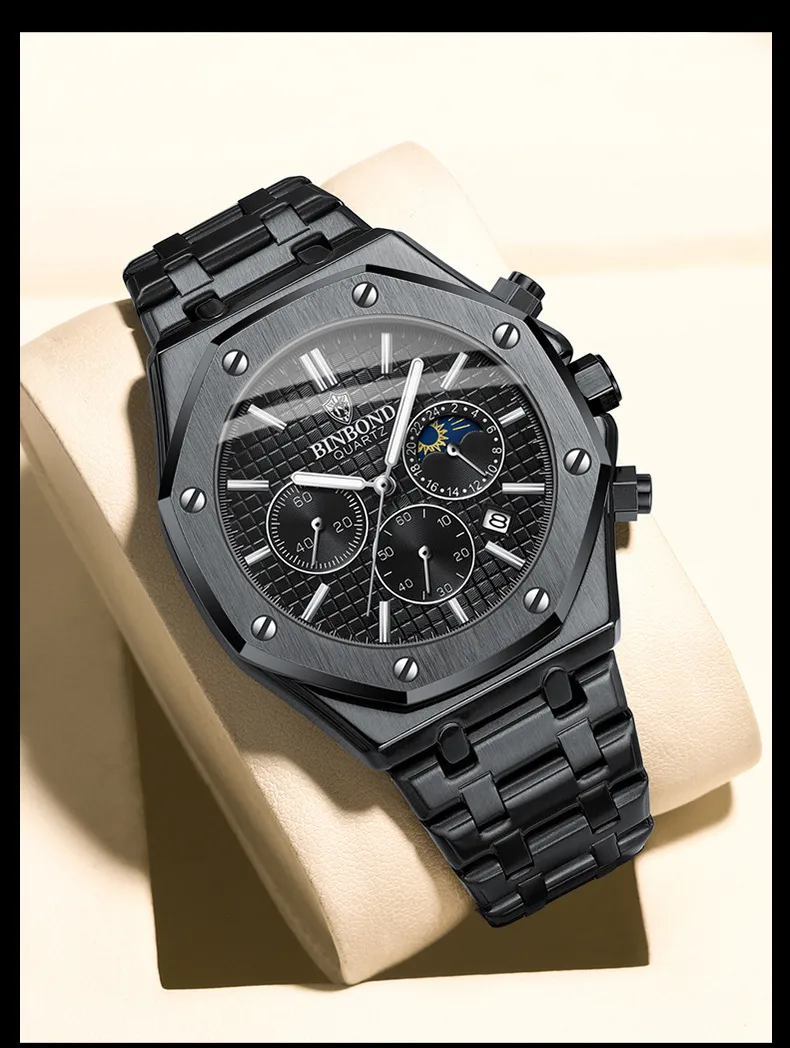 Quartz Watch with Tempered Glass Mirror, Alloy Strap, and Single Folding Buckle Featuring Pointer Display and Round Dial in Steel Color