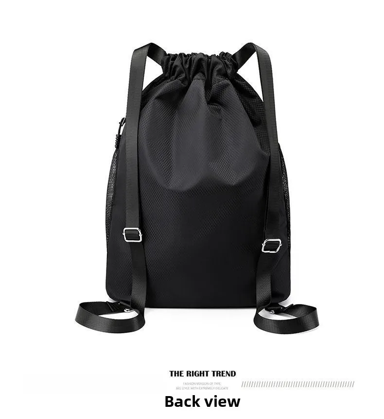 Men's Sport Drawstring Backpack in Oxford Cloth Featuring Basketball Design for Active Use