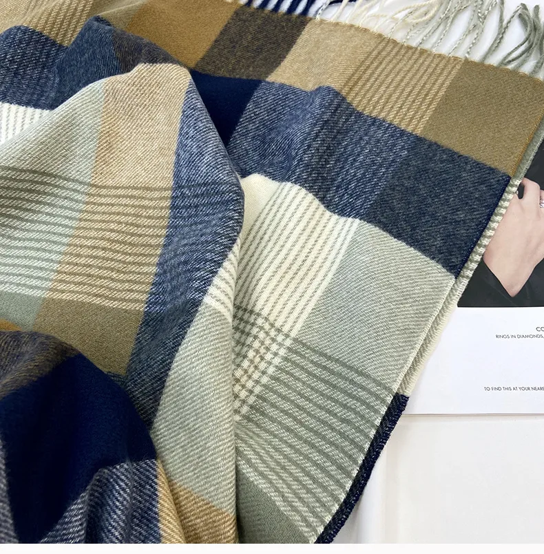 Women's Casual Simple Style Streetwear Lattice Imitation cashmere Tassel Scarf