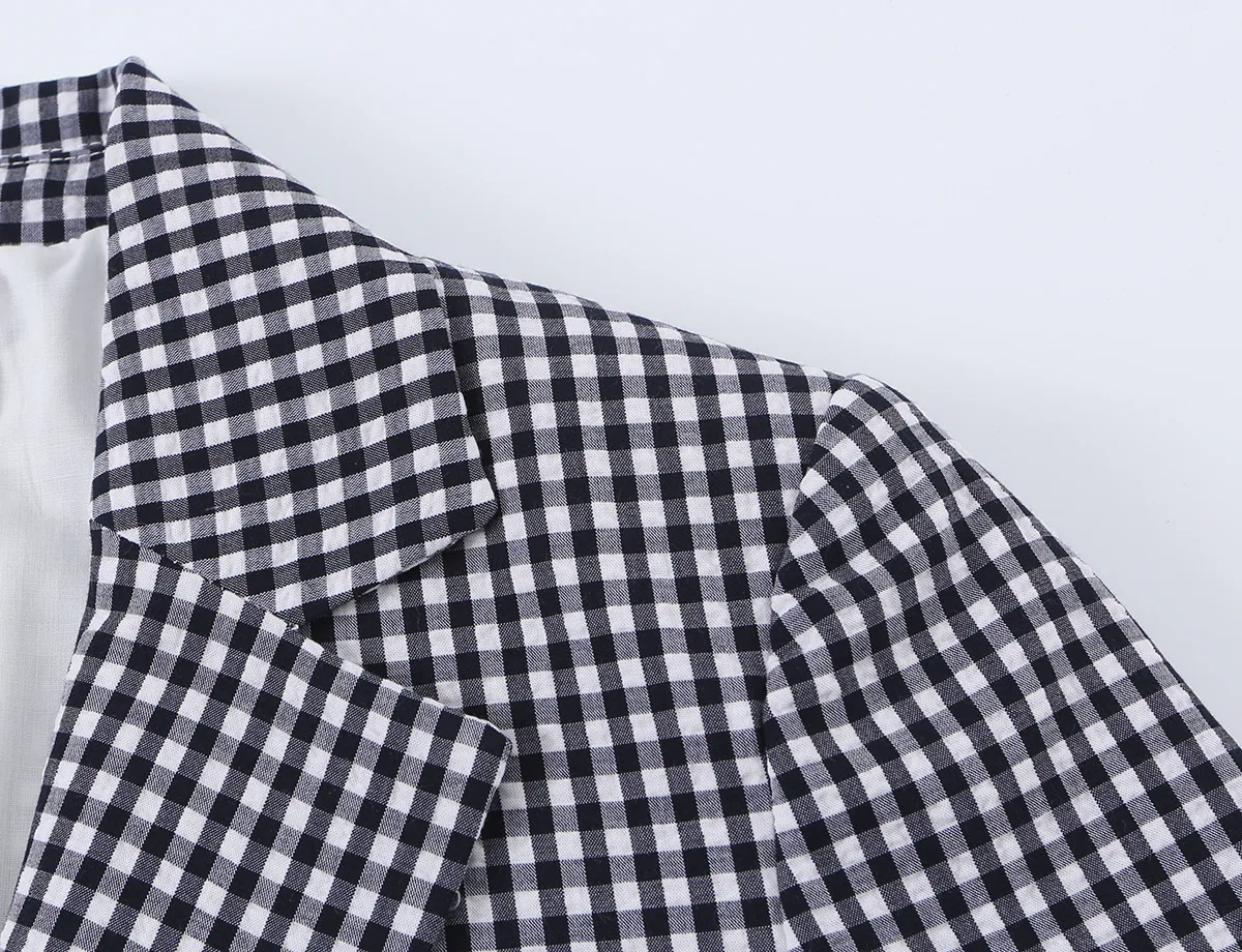 Casual Plaid Pant Co-ord Set in Polyester with Half Sleeve Regular Top and Knee Length Pants, 2 Pieces Set