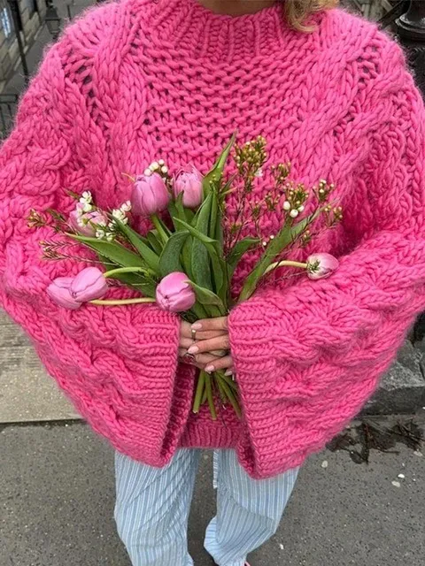 Romantic Loose Long Sleeve Knit Sweater for Women