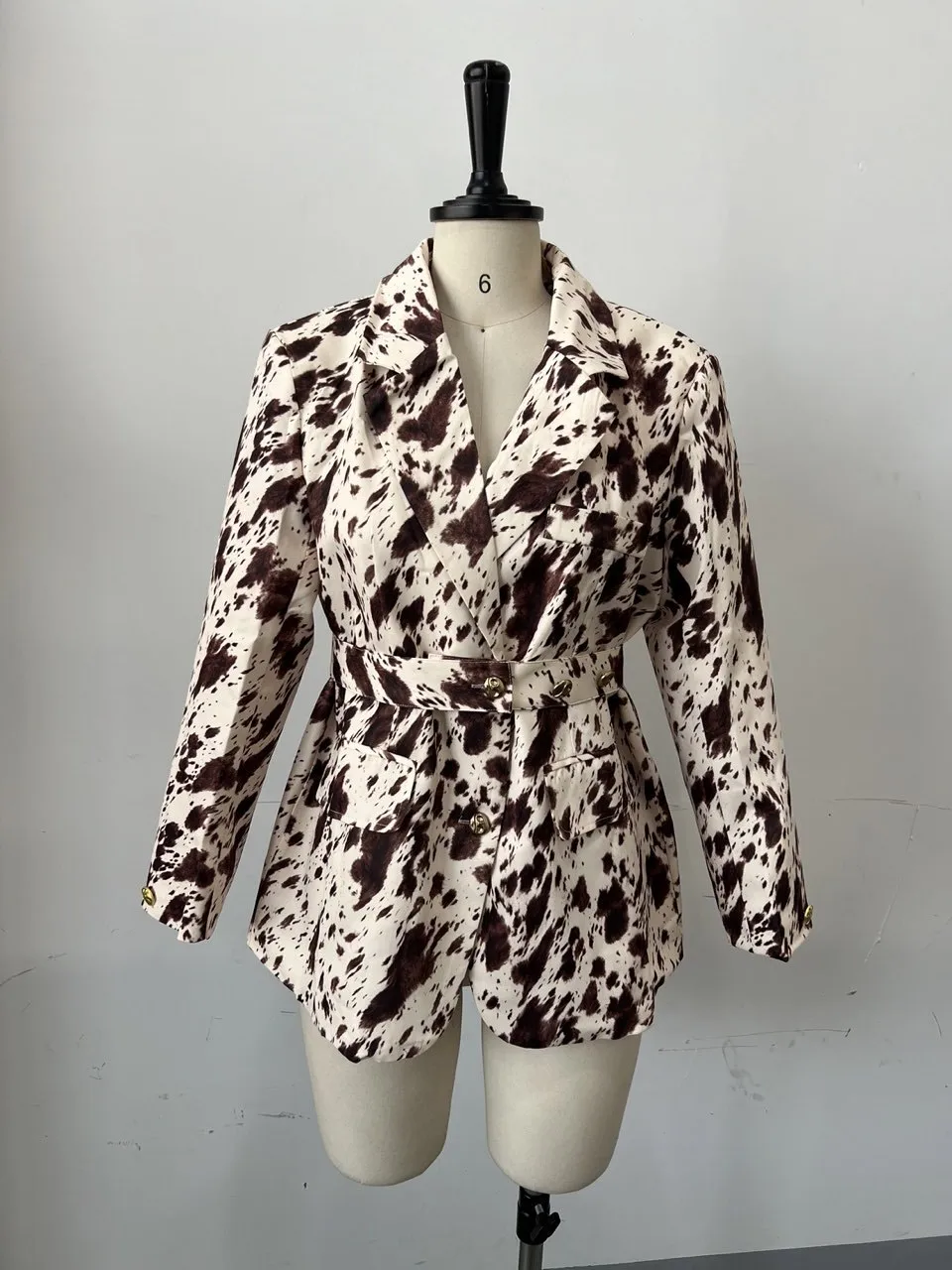 Leopard Print Loose Fit Women's Blazer Long Sleeve Polyester Casual Business Outerwear