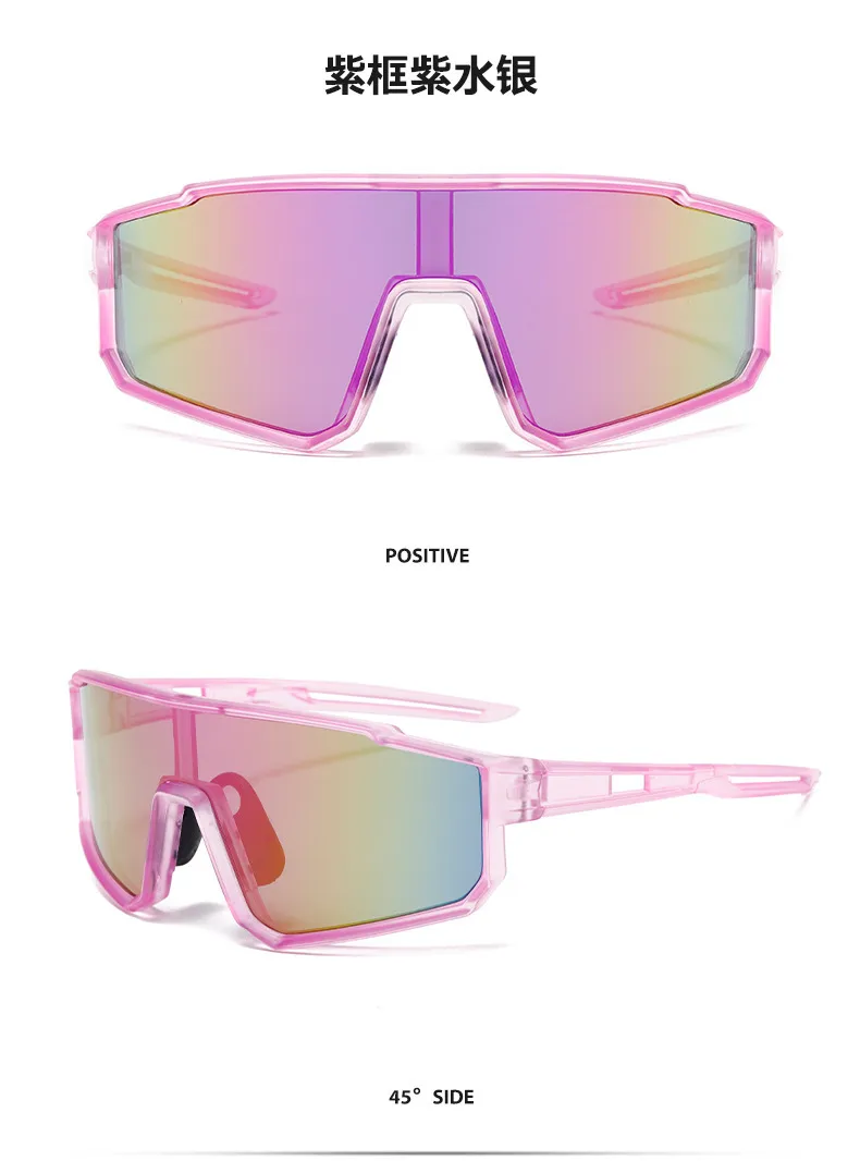 Trendy Windproof PC Cycling Glasses with White Frame Silver Mercury Lenses