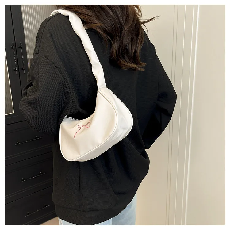Square PU Underarm Bag for Women with Bowknot and Single Shoulder Strap