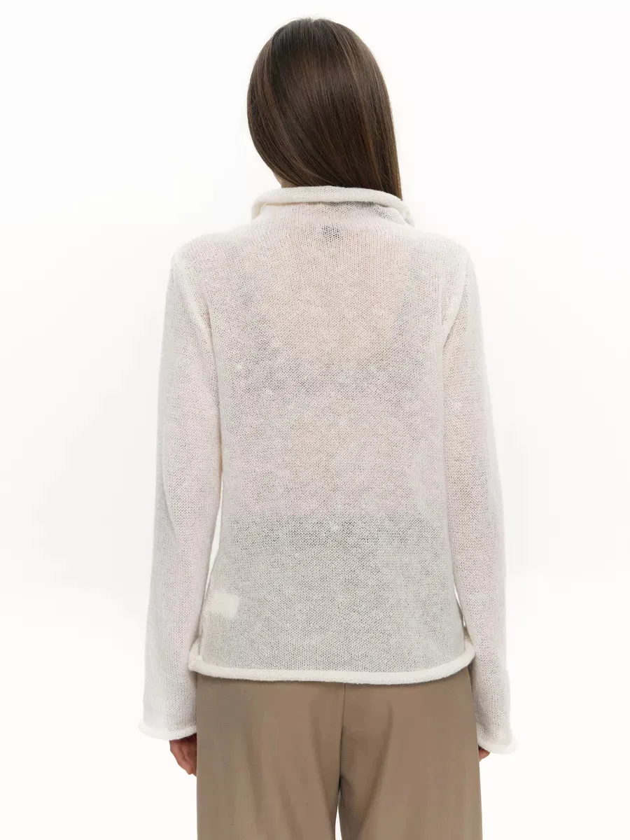 Solid Color Long Sleeve Acrylic Streetwear Pullover Sweater for Women Featuring Hollow Out Design