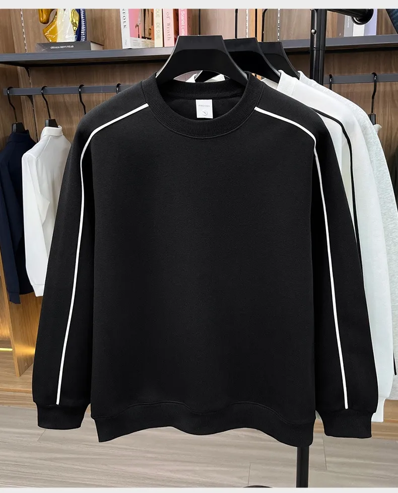 Men's Casual Hoodie in Dyed Black Cotton with Long Sleeves Featuring Solid Color Design