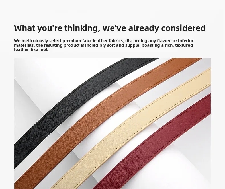 Women's Simple Modern PU Leather Belt with Alloy Buckle in Black Beige Pink Gold Coffee