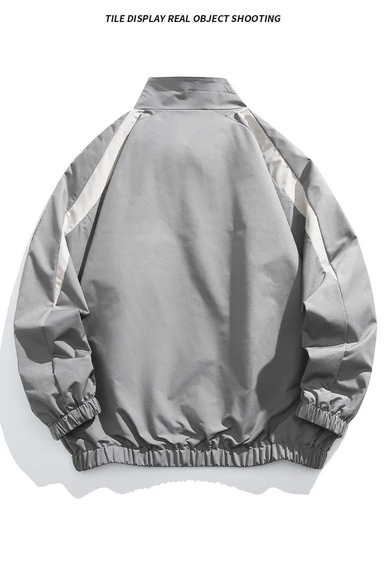 Men's Casual Splicing Jacket with Reflective Layer in Dyed Black