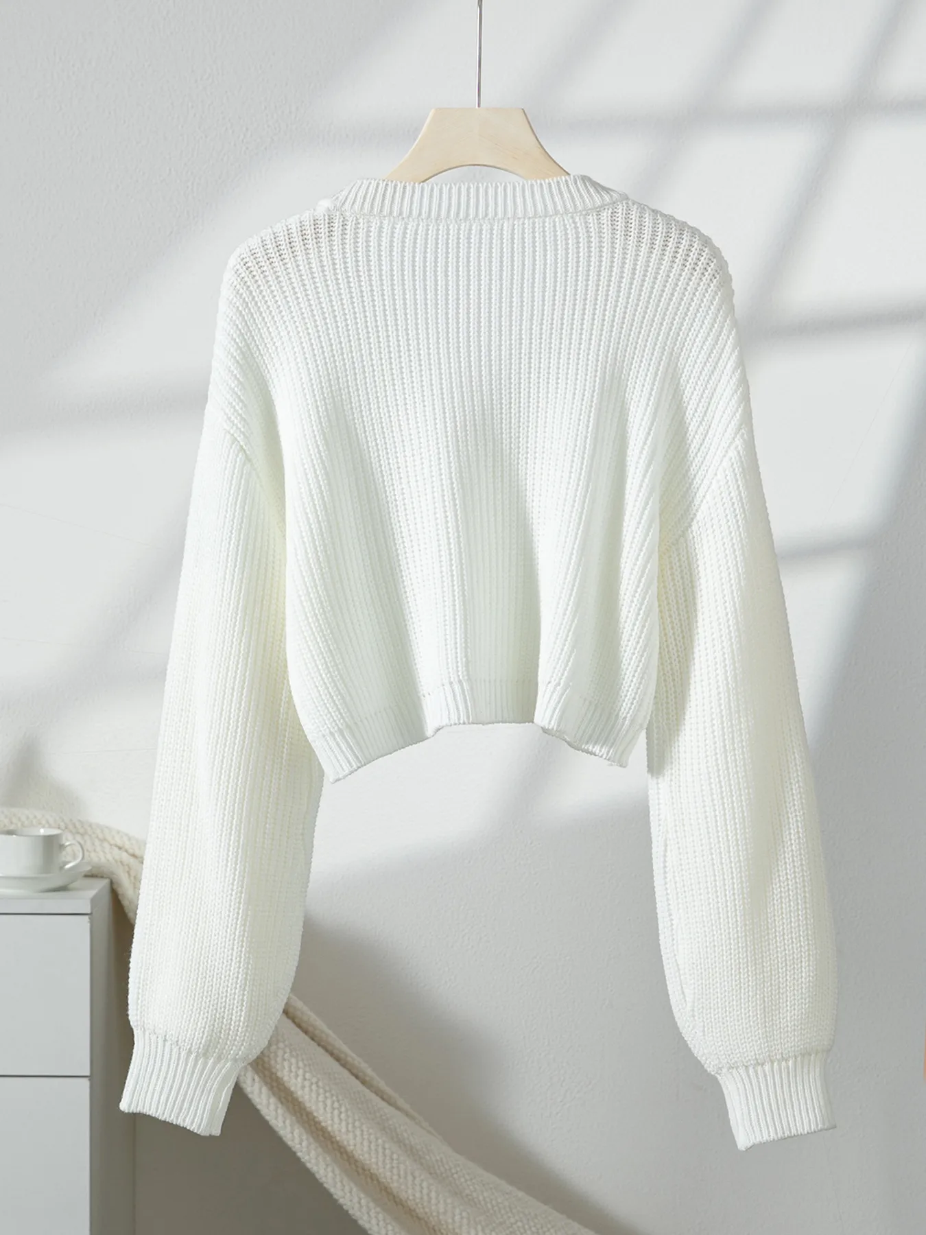 Solid Color Long Sleeve Acrylic Sweater in Simple Style with Patchwork and Placket
