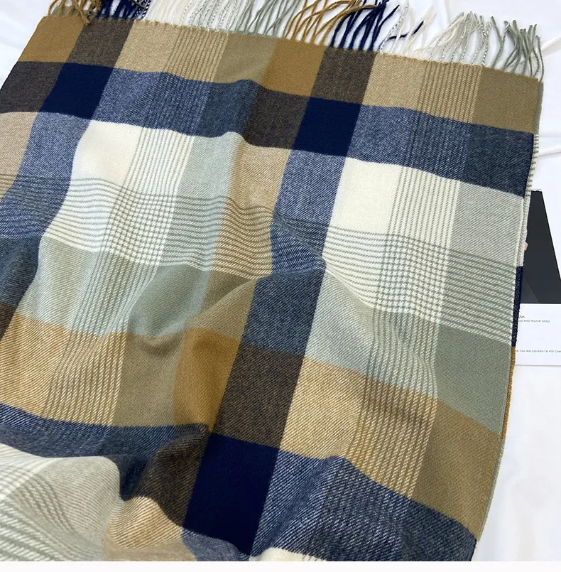 Women's Casual Simple Style Streetwear Lattice Imitation cashmere Tassel Scarf