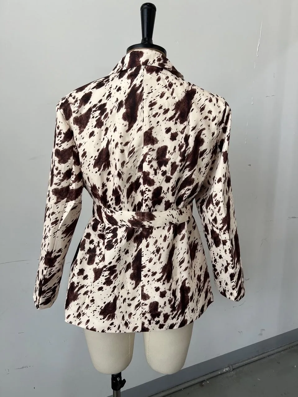 Leopard Print Loose Fit Women's Blazer Long Sleeve Polyester Casual Business Outerwear