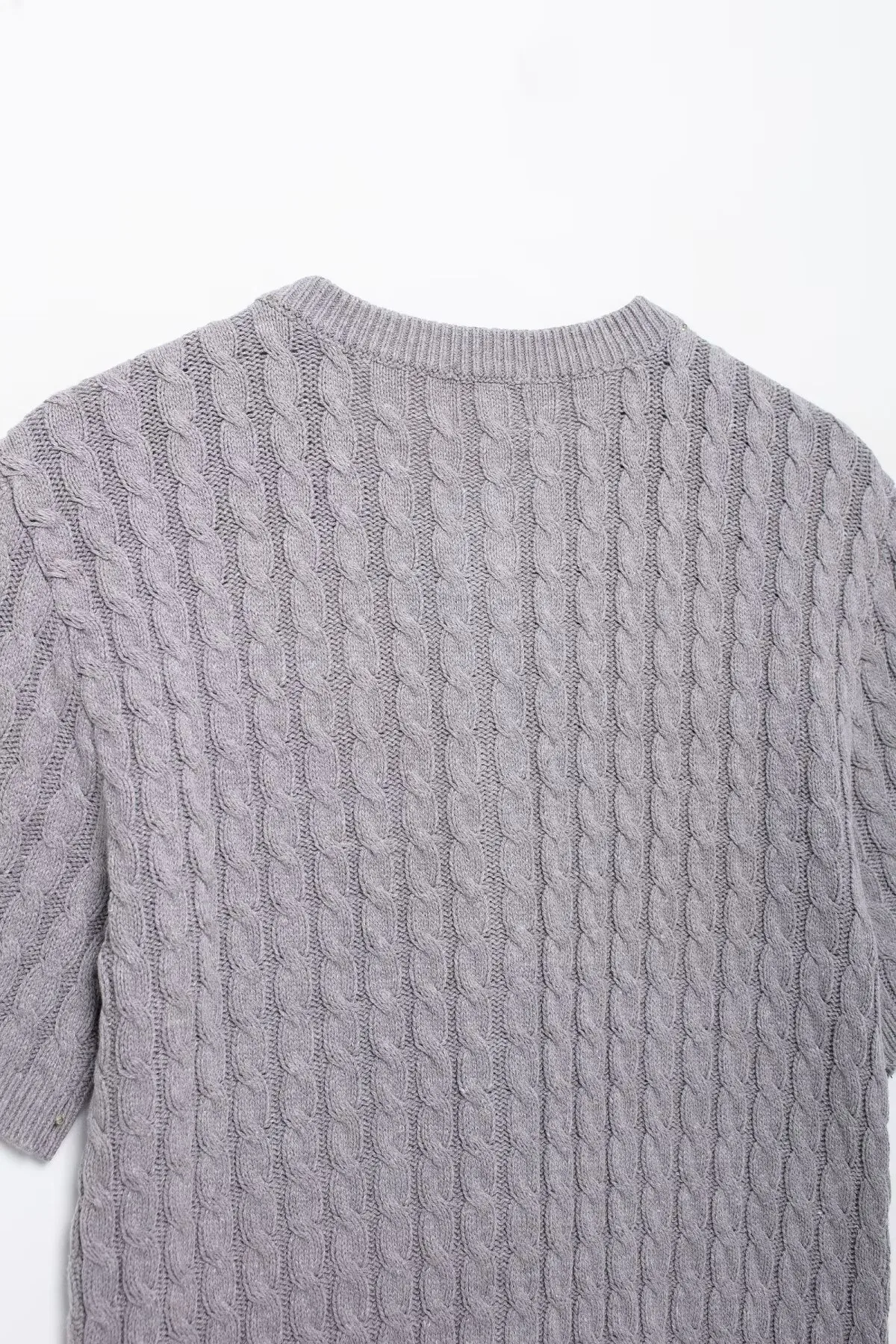 Solid Color Short Sleeve Streetwear Knitted Polyester Women's Sweater with Single Breasted Design