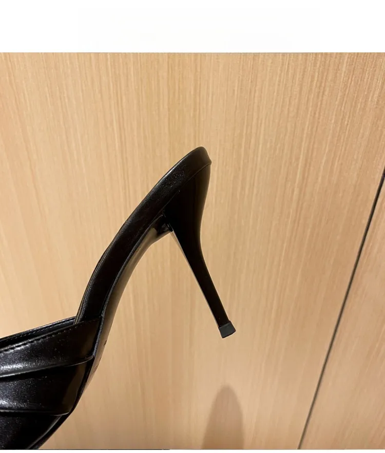 Solid Color Women High Heel Sandals with Rubber Sole and Stiletto Heel Featuring Patent Leather Upper