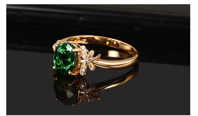Butterfly Open Ring for Women in Copper with 18K Real Gold Plated Electroplated Finish and Artificial Gemstones Inlay