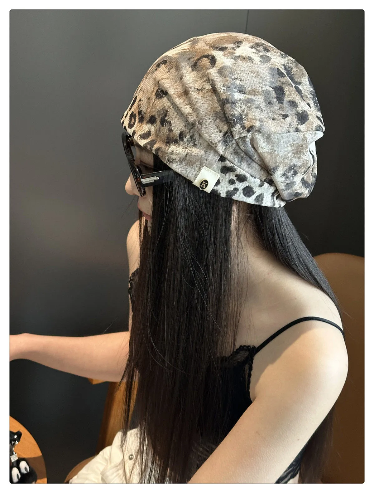 Retro Plaid Breathable Brimless Beanie Hat for Women in Polyester Fabric