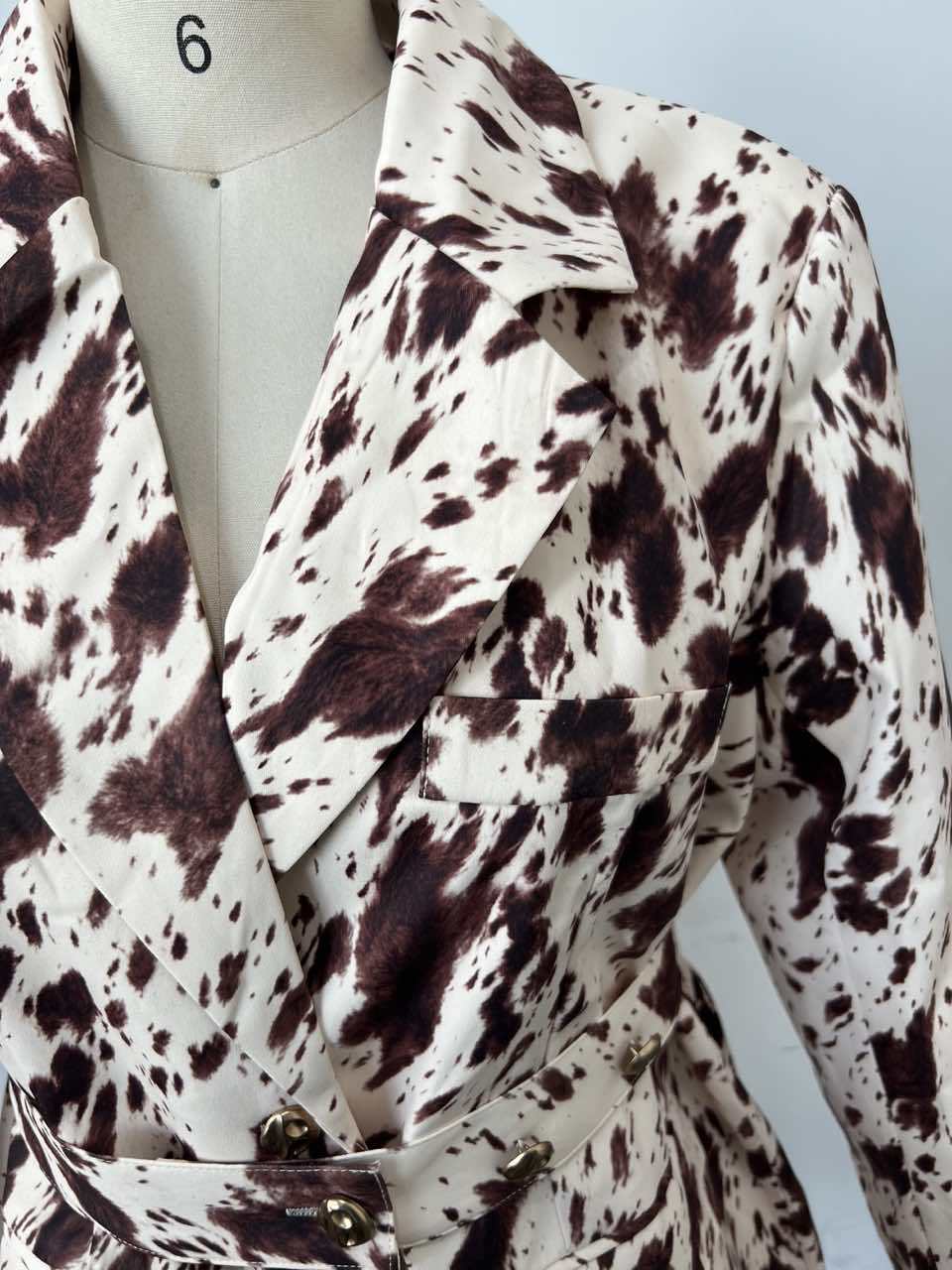 Leopard Print Loose Fit Women's Blazer Long Sleeve Polyester Casual Business Outerwear
