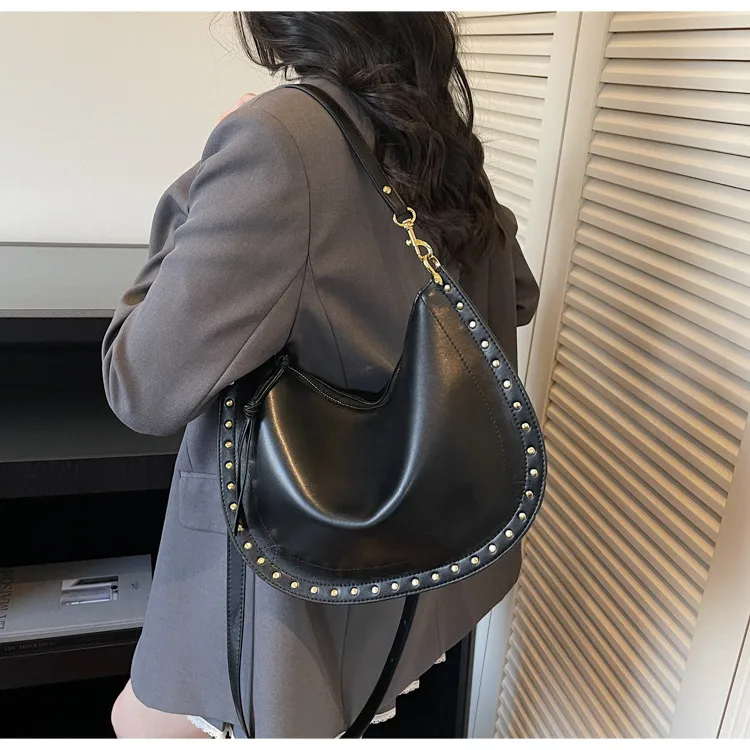 Women’s Square Splicing Shoulder Bag in PU Leather with Sewing Thread Detail and Single Shoulder Strap