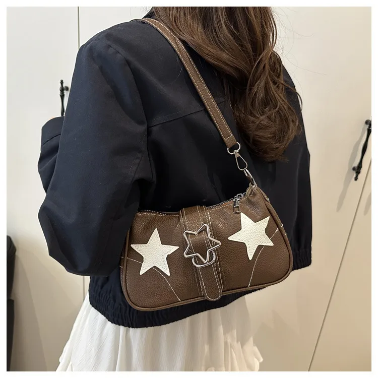 Square PU Underarm Bag for Women with Sewing Thread Detail and Single Shoulder Strap