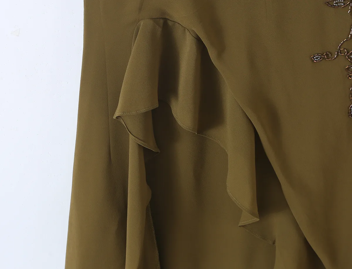Sleeveless Halter Neck Party Dress with Embroidery in Polyester Fabric for Banquet and Streetwear