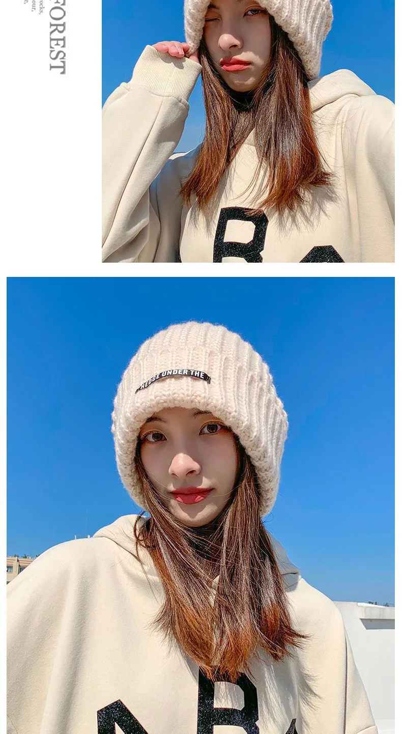 Women's Winter Knit Wool Beanie Hat Brimless for Cold Weather