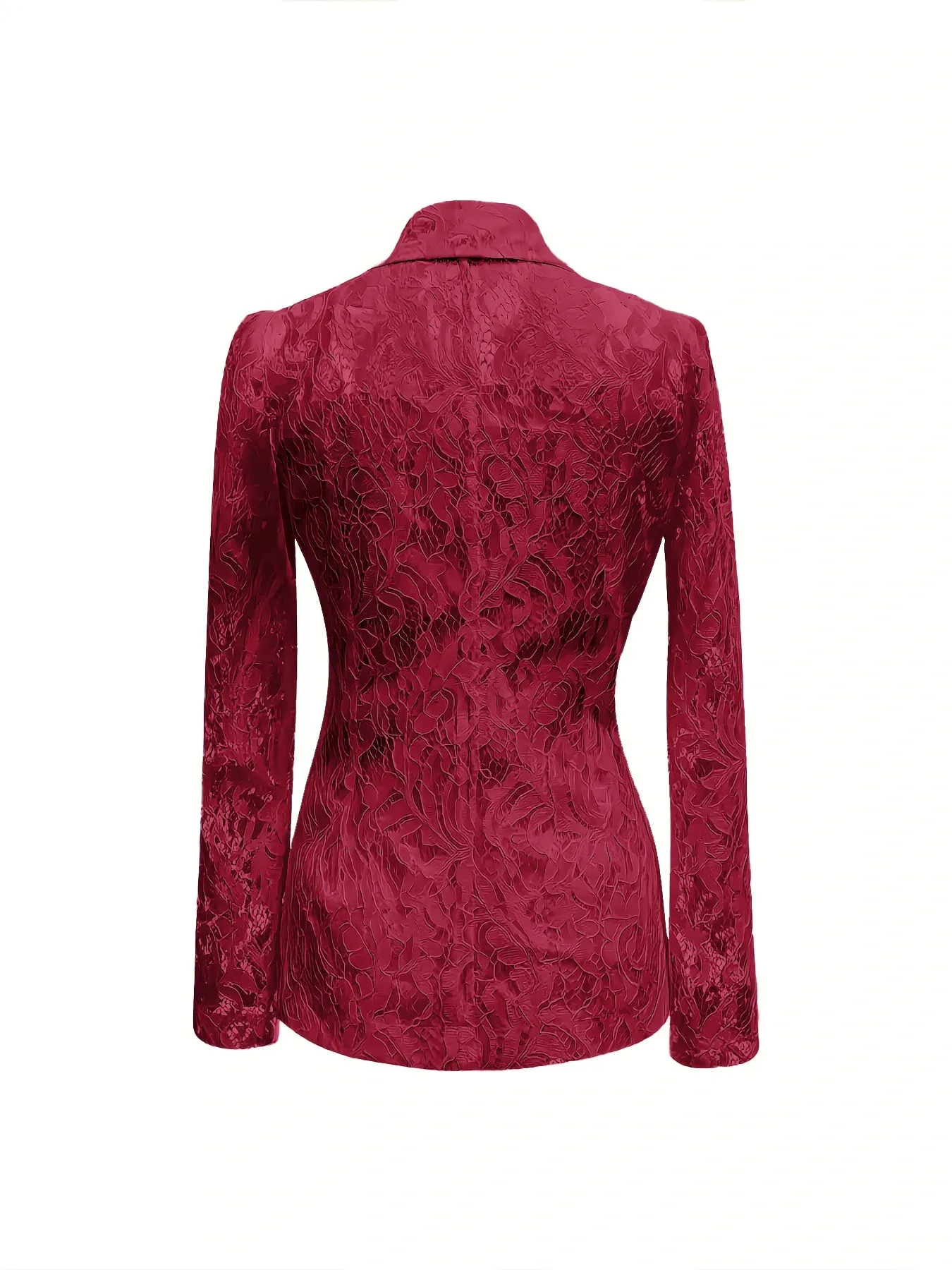 Elegant Lace Polyester Blazer with V Neck and Single Breasted Closure