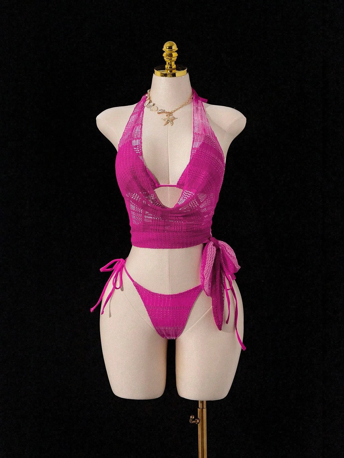 Ombre Women Split Swimsuit with Halter Neck Featuring Straps, Made of Polyester Fabric