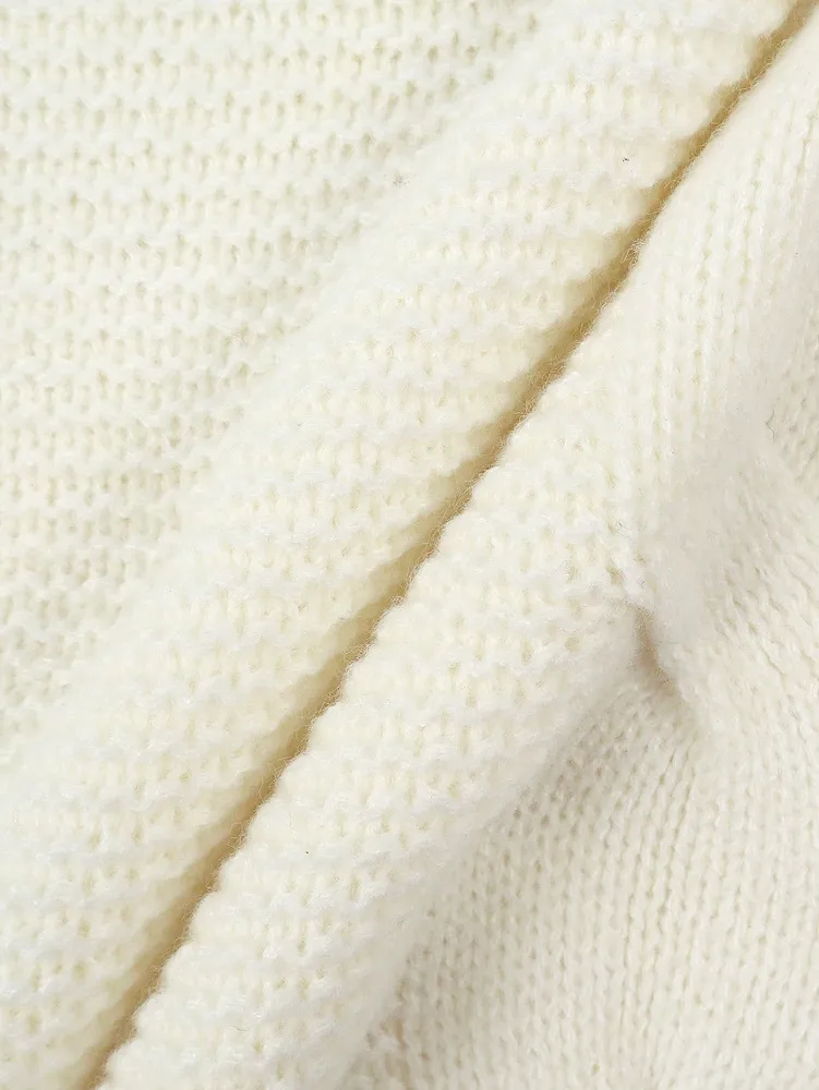 Solid Color Casual Acrylic Sweater with Long Sleeve Featuring Patchwork Design and Pullover Style