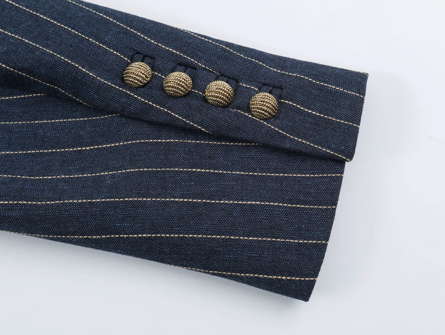 Casual Stripe Single Breasted Blazer with Lapel Collar in Polyester Featuring Asymmetrical Design