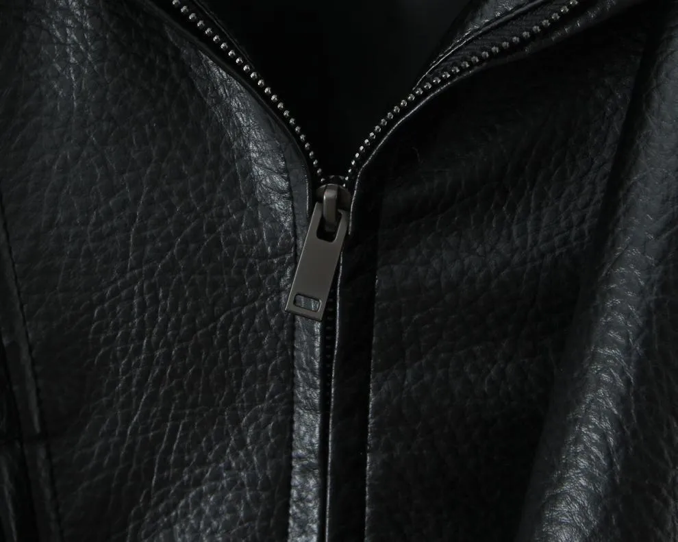 Streetwear Women's PU Leather Jacket with Zipper Placket Lapel Collar Long Sleeve