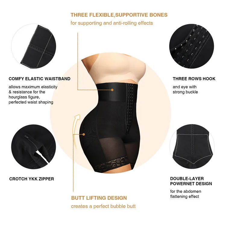 Solid Color High Waist Shaping Underwear in Nylon for Body Sculpting, Suitable for All Seasons