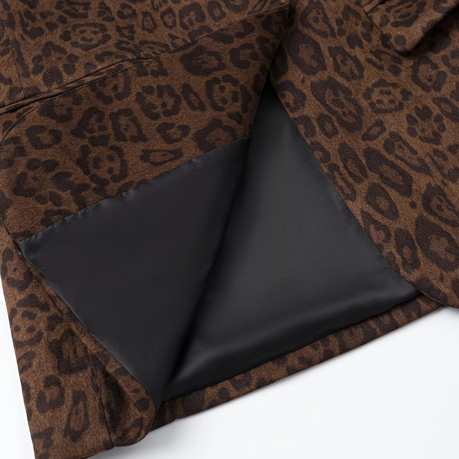 Vintage Style Leopard Print Long Sleeve Polyester Blazer with Patchwork and Lapel Collar
